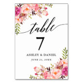 Numéro De Table Calligraphie Mariage floral rose (Par défaut)