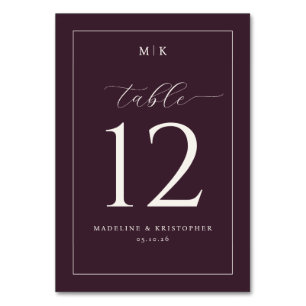 Numéro De Table Calligraphie Marron Élégante