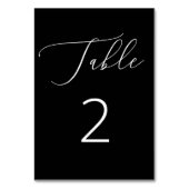 Numéro De Table Calligraphie minimaliste | Mariage noir classique (Dos)
