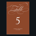 Numéro De Table Calligraphie moderne intemporelle Terracotta maria<br><div class="desc">Un thème de dessert en terre cuite intemporelle et un numéro de table de mariage élégant avec un script de calligraphie raffiné sur un arrière - plan classique, parfait pour une célébration mariage formelle et sophistiquée. Pour la personnalisation ou des produits supplémentaires avec ce design, n'hésitez pas à me contacter....</div>