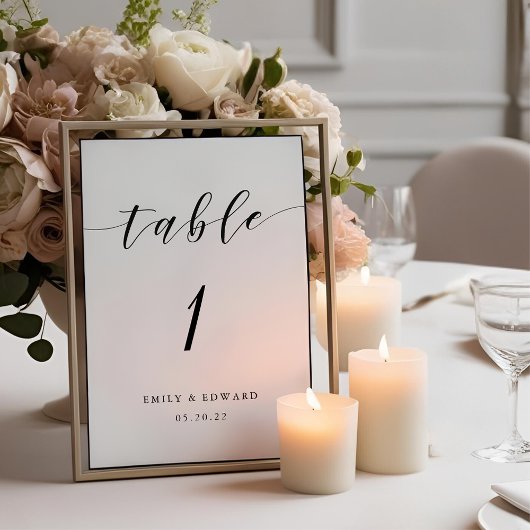 Numéro De Table Calligraphie Moderne Mariage