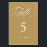 Numéro De Table Calligraphie moderne or intemporel et mariage blan<br><div class="desc">Un numéro de table de mariage intemporel et élégant avec un script de calligraphie raffiné sur un arrière - plan classique,  parfait pour une célébration mariage formelle et sophistiquée. Pour la personnalisation ou des produits supplémentaires avec ce design,  n'hésitez pas à me contacter.</div>