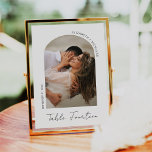 Numéro De Table Calligraphie moderne Script Arch Frame Photo Maria<br><div class="desc">Design moderne et élégant imprimé moderne minimal Script Arch Frame Photo Mariage Numéro de table qui peut être customisé avec votre texte et ajouter chaque carte numéro de table à votre panier, un par un. Cliquez sur le bouton "Customiser" et utilisez notre outil de conception pour modifier ce modèle. Découvrez...</div>