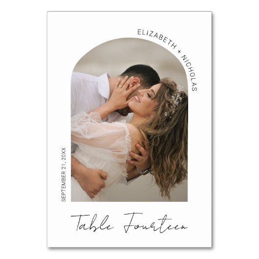 Numéro De Table Calligraphie moderne Script Arch Frame Photo Maria (Par défaut)