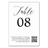 Numéro De Table Calligraphie noir blanc élégant mariage code QR (Par défaut)