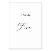 Numéro De Table Calligraphie noire délicate Tableau Cinq Numéro de (Dos)
