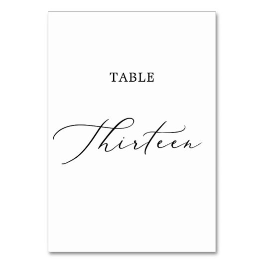 Numéro De Table Calligraphie noire délicate Tableau Treize (Par défaut)