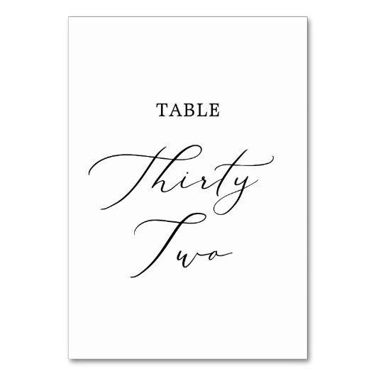 Numéro De Table Calligraphie noire délicate Tableau Trente-deux (Dos)