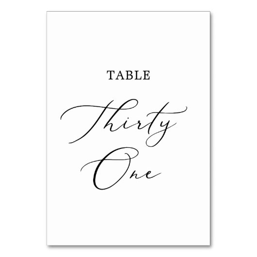 Numéro De Table Calligraphie noire délicate Tableau Trente et un (Dos)