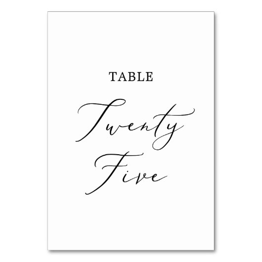 Numéro De Table Calligraphie noire délicate Tableau Vingt-cinq (Dos)