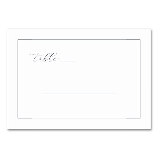 Numéro De Table Calligraphie noire minimaliste (Devant)