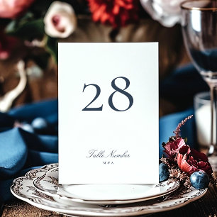 Numéro De Table Calligraphie officielle classique Marine Bleu Blan