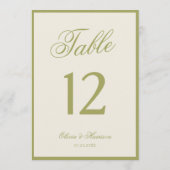 Numéro de table calligraphié olive pour mariage ch (Dos)