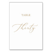 Numéro De Table Calligraphie Or Délicate Table Trente (Dos)