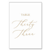 Numéro De Table Calligraphie Or Délicate Table Trente Trois (Dos)