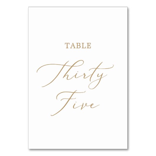 Numéro De Table Calligraphie Or Delicée Table Trente Cinq (Dos)