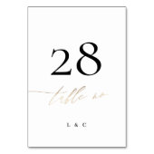 Numéro De Table Calligraphie or jaune Mariage moderne (Dos)
