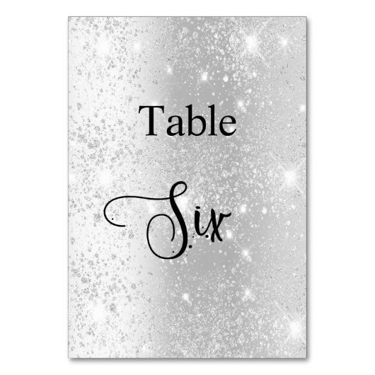 Numéro De Table Calligraphie parties scintillant en argent tableau (Dos)