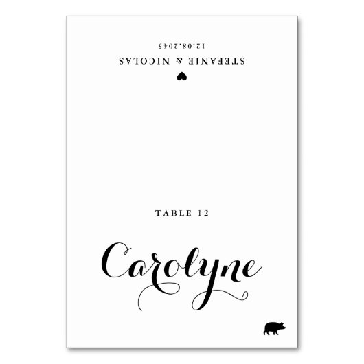 Numéro De Table Calligraphie Pork Repas Choix Mariage Place Card (Par défaut)