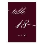 Numéro De Table Calligraphie romantique Mariage numéro 18, Bourgog (Dos)