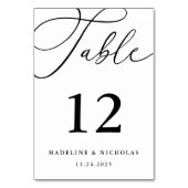 Numéro De Table Calligraphie Script Mariage Moderne Noir Et Blanc (Dos)