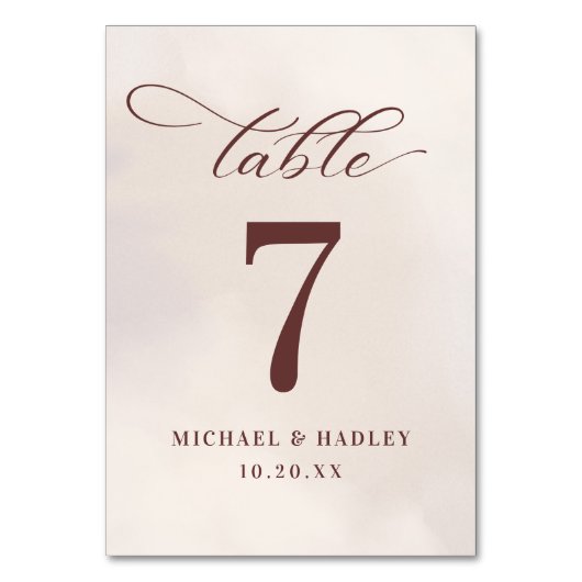 Numéro De Table Calligraphie simple Mariage rustique (Par défaut)