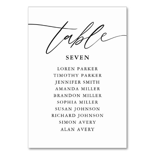Numéro De Table Calligraphie simple Mariage rustique (Dos)