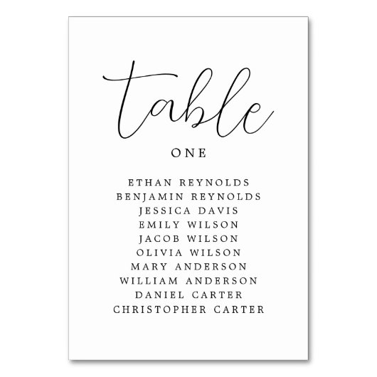 Numéro De Table Calligraphie simple Mariage rustique (Dos)