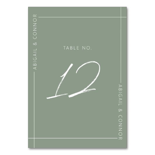 Numéro De Table Calligraphie simple moderne vert sauge (Par défaut)