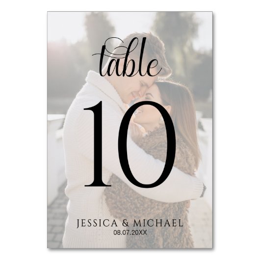 Numéro De Table Calligraphie simple superposer photo Enregistrer l (Dos)