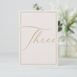 Numéro de table calligraphique ivoire minimaliste