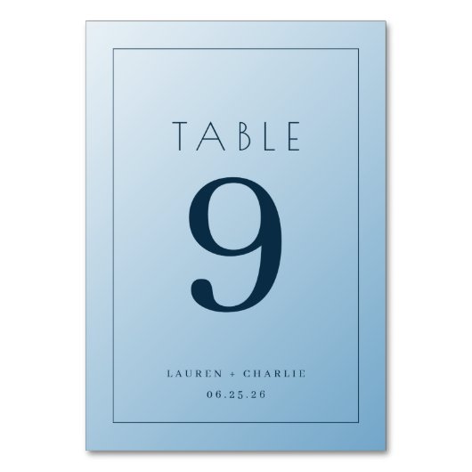 Numéro De Table Calm Blue Minimalist Wedding Table Card (Par défaut)
