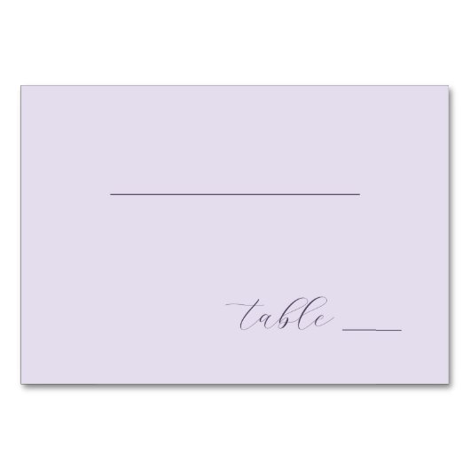 Numéro De Table Calm Lavender Minimalist Table Sign (Devant)