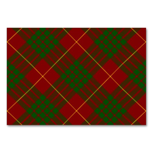 Numéro De Table Cameron tartan rouge vert plaid (Devant)
