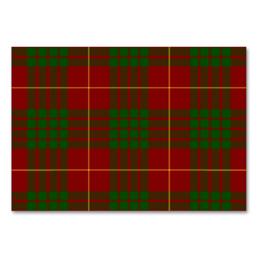 Numéro De Table Cameron tartan rouge vert plaid (Devant)