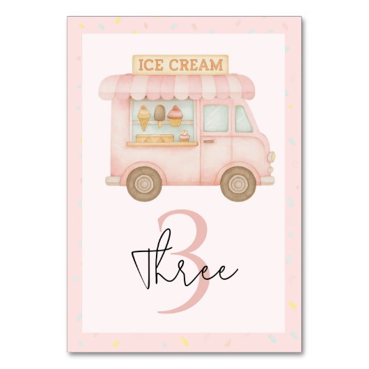 Numéro De Table Camion à glace rose (Par défaut)