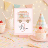 Numéro De Table Camion à glace rose