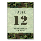 Numéro De Table Camouflage Vert Brown Camo Motif Personnalisé (Dos)