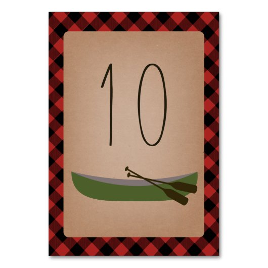 Numéro De Table Canoë Plaid de bûcheron + Flèches (Dos)