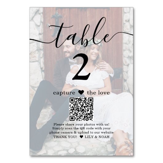 Numéro De Table Capturez le Mariage photo Love QR Code Light 2 (Dos)