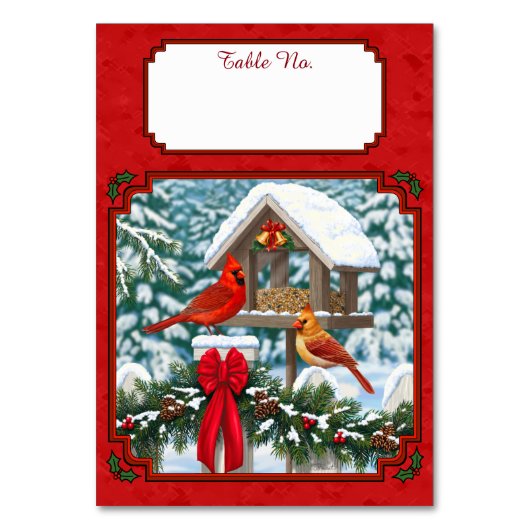 Numéro De Table Cardinaux de Noël Mangeoire Rouge (Par défaut)