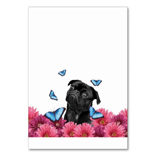 Numéro De Table Carlin Gerbera Papillons | Chien noir mignon (Par défaut)