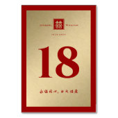 Numéro De Table Carré classique rouge double Xi Mariage chinois or (Dos)