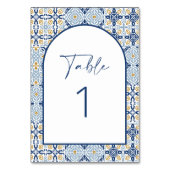 Numéro De Table Carreau bleu et jaune d'Amalfi (Dos)