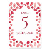 Numéro De Table Carreau rouge aquarelle bohème (Dos)