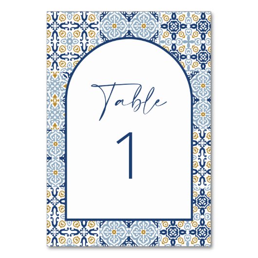 Numéro De Table Carreaux bleu et jaune d'Amalfi (Par défaut)