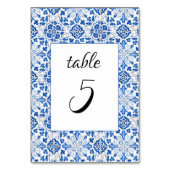 Numéro De Table Carreaux portugais Mariage méditerranéen bleu (Dos)