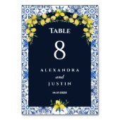 Numéro De Table Carrelage bleu Citron italien Mariage méditerranée (Par défaut)