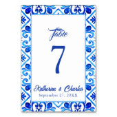 Numéro De Table Carrelage bleu et blanc Motif Mariage (Dos)