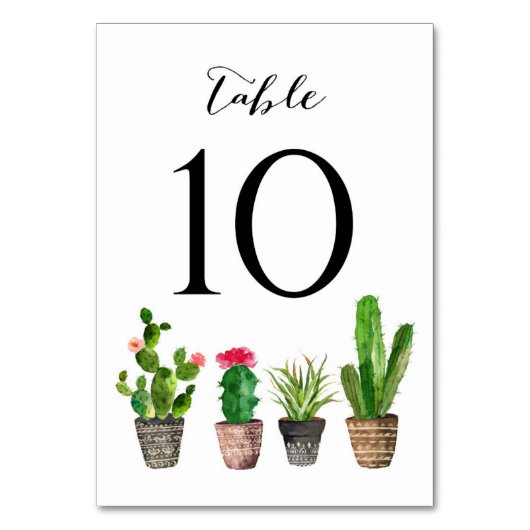 Numéro de table carte 10 succulentes aquarelle Boh (Par défaut)